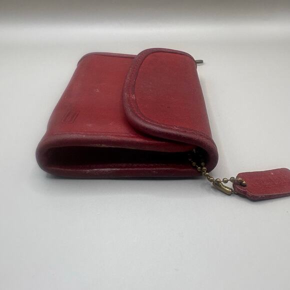 VTG Coach Multifunction Purse 7219 Red Small Leather Snap Close Tiny Hangtag 90s - Picture 7 of 16